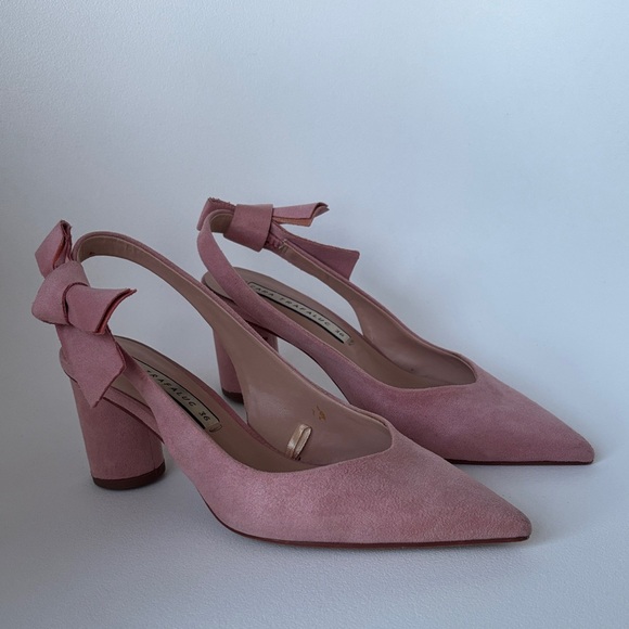 Zara Blush Pink Bow Slingback Heels - Picture 2 of 6
